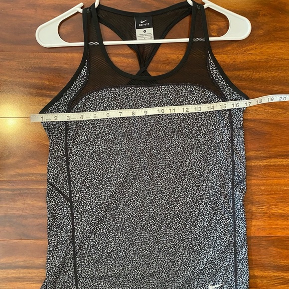 Nike Black Gray Mesh neck Asymmetrical Fitted Tank Top racer back - Picture 6 of 7